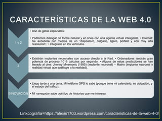 Características de web 1.0 2.0 3.0 4.0