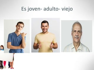 Es joven- adulto- viejo
 