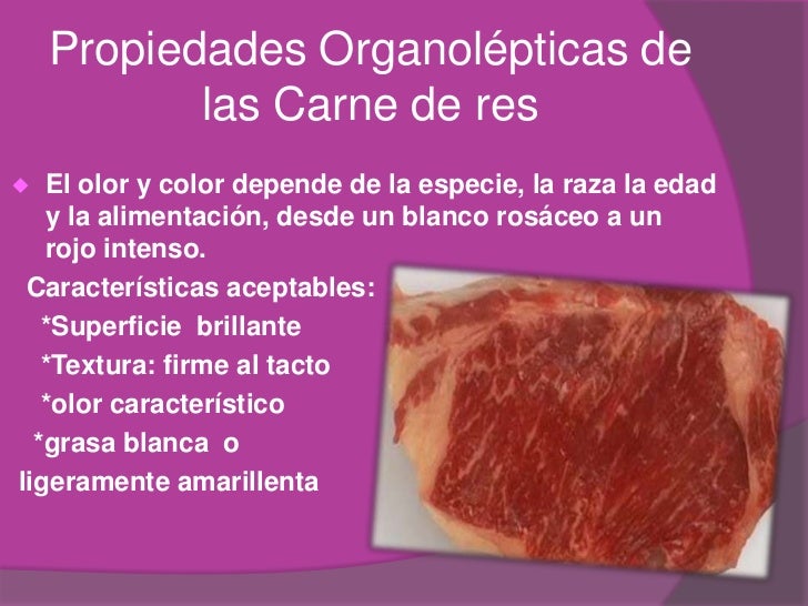 Resultado de imagen para propiedades organolepticas de la carne