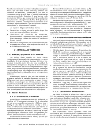 CARACTERIZACIÓN DE ACELGA FRESCA DE SANTIAGO DEL ESTERO (ARGENTINA). COMPARACIÓN DEL CONTENIDO DE NUTRIENTES EN HOJA Y TALLO. EVALUACIÓN DE LOS CAROTENOIDES PRESENTES