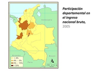 Participación departamental en el ingreso nacional bruto, 2005