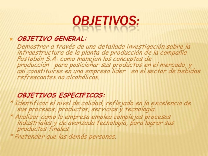 Resultado de imagen para OBJETIVOS DE POSTOBON