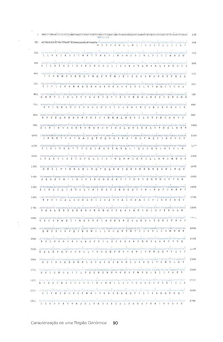 AA Gr: T':AA;',AT T Tf; C7 r::;:; 7 AAACAAA í TC1; (; T'LGAT'i'CA..l1,.GT r c...:".~írAA l' r 'AA N 'tGAA.cr.AT....AA AA TC:ATGAGGS7'-,'I.:'GTGTT'4CAGi T'í'·:: AAr.C 1OO
Lf~rt 1..1 1-'
10 1 ACTAGATCATTTACTTAATTTTA}AGGilAAGATA}ATA - ~",;;. _,!. T,, -. ,V"! ", , ,," T
M K K ;' ~; K L i, M ~
T ._. 1-,-:-. ~.ll.l · T - T ·, C: '" ' 3 - Ti'/ ·
5 ; L L :
200
201 T r 'IT' .- -:"~ ...
L L V S r: K 5 T R
.'
r ";'
r r,
" K
L N
l-
n N E N E:
30U
301
D
1 . ~ ,.".....~, .r .',--:;
L K Y A
~'..iil
D
v.
K K o p s
T
D L
., ~
;'~ - "'''1l~ 11:' 'J ·'1 ii r
3 K E S V L P
; ~I " • _~
T R L 5
...~" ..' 1.J
N N D s
400
4 0 1 NII_
I T
......·"I.:'..t·l/· ·.,j;..,l
F K N R Y E
ro_'.!.. ... - "t ..._
K Q '1 N h 5 V T N
. u"'""l,-.l~,
K E li o N p F
j 1'."1-; tH..l õ':,...
V V N D ,
500
50 I 7i"'ÇC.~TTTil.~ ;r :-;AA"t r;.ivt'~.A...'rf)C"':CA..v:"r'.:l !AM'f . P)lP..:;."'/: "'.: ;A~'C1'1'::· : N.."'.jYrloJL rl~{;Tr:p. ' r,;v( ;"'.'Vv.~,1J'-. !J...r lGi·.T.:I,~ "';'CT 6 0 0
T ! F I E F K NA S T N K 5 K T K 5 r K I T G L N 7 K N T v D ~ S
GOl r;lIrCAi,...Ar,jT tJ""LilGJIo.TI.i,.tVTT ·TT1'.r..rT....1"I;C;TG GT·:A;..tI~:'GG rTf T)C 7.AJv'1i' T...V.;...;.::'IJT.'iTt c:TC~.AAAGAi.:GATTTAAAT'rTGA'iAA T G 70 0
G H K V I D E L V Y F G G E T G Y 7 K Y 7 N ~ 5 K E H F K F D N D
7 0 1 At.,,-lI...'T......r:-.r'.'!"T'!'·:-7 AGt~.I;AA TI_'!'L;':'...-rt r ·1:;roc ..~T1--",~M( ,': rl·D.'..r r ";,".T r ..I/l; ,a.Ar~·- ,r·.l ....>'-,Ir~ ;?,<r"" El<},' '~? ',.;-'r ~ ,:~ T-'i-. eoo
K Y I 5 R L E 5 ~ F G G S K G 5 r D L K R I: R G L E S S V N D I K
8 o1 AAiÇ1TT{;".TFv'Ncrv(;CT~ ·1.A r't!..Ar::c"':.A'TT -;r T,V-'TTAT .l'r_;Vr ;":1·C;r:A·: T!I.:V..Gr;GATT ·~ A':C''rT'',CCTGTTiATMfl.ü.r ;t;Gl·,:I.}....."G7TGA1 900
N F D K Q A E 5 5 N F D 5 Y Y N A A L K G F T L ~ V Y K D G K V D
90 1 ·G1'rTl ...·l!o.Oa.TClo.... Tt,;Ar r;crTC.I;I.i}.lif.I':TAT!l.lVAC;t ;TCCTICGCCA."'''' TtiA C·!·cA·: r .;t.j(.;TAüA.-·: ·T WA.lAlL ....VtA..6,A.; IAA 1.1'''.';'_ rAGl': TI GIV""-I 1000
G r, K I N o A S E T r K G P S P I D 5 L G R I E K A K T N G L A R T
1001 CTATACCAAATGAAlCl TAT,iA GJO U'iCr GCTATTCAAA t.:TTTTCM GTlAGTTTTPM G(.")7TGAl-v1.AGATTArr;çi(.A.AGl-N .TAGCif..i GCTGAA:'A 11 0 0
! P N E T Y K T A A I Q T F Q V 5 F K G K o Y A Q E I A B A S Y
11 01 TTA rA'!'AAP.AT TA TT~r:AAA ,ATGAf(·'!';An:iATCAJV-T;VGr:,V~ 7ATATiGC'!AriAr.:.AfTTi -liJCMr:'AGAA'':...AAA.lTC '''"TA~t.,.A TATGAf·T·i A.lV T : 'L~:"'
Y I K L F E R T D D Q I K D Y I A R Q L Q L E Q " L K Y D L "
12 o 1 r rrGTAGAAj/J...rG;~ Ti'~ TTGCTAG.M: rGA 'tCCTGf'lGT'f AATTi....I.:.:IG7 Af·M'AAi'.GG.iTT'rAA1'(,JT!.ÀJllbAl;jlJ~CMTT..V....i.lt.AAt-;A'rTAT A/'AAJHi! 13 0 0
L V E K D I A T T D P E L I r v I K G f N D K K E Q L K K I M K K K
13 01 Ai..AGf"_AN:..A7'ri'-.' 'Tr' TiT:V'vAAAGATr=lJ·.'TN;TTCivi ;A'- ," , I:AJV.iPvv J 111 ·GAil!vArJ· AA;l1v" :rl./.i·~'AGr'.11.(-'.:·.r·.Artl--'7 r r rr-:...VAl: 14 0 0
5 K I I f F K K D E L V Q Q Q E E I E K Y K K K K E E K I F Q T
1 4o 1 "rTCAGAt TC'TGG.lAC"!,!·rc,,.i-7GAATMTGGl r rrrx TTAATGIP.AFT11TM".A.AAI.I': r r.:X...jACCr.: .~ 'l'TT T-'.Tl'1TWJt_AJ:A.AP. ITi..A' 'AI-r;TTG r:."TAAf, 15 0 0
5 E 5 G T M I H D F I N S N N H K T P T K f Y F G T N 5 H V A K
1501 f:;r·TATAAl'.A';AT(iAT TTA! TTTI"Ar,'l'nr"ATT1VCTAJ.p..lnA}.TTr:lGAiAnAATGTTGGTc rAft.ç r niMTiT AAIITIGTTT1r.JTlAANr;,TTTl 1600
A I K D OL ISV SL R I NS D rN VGQ T ~~N I NS f DKN F T
lGO l i " .lJ~·TT"T"TA.C'I.,.T r'.'":.AA:" n,.-iIlr:;n.;. j~A.-;J...'il.,"J·.';r:Al'..tl.,.. 1í~T.r...Atr :r.TT..!cn-;- -AirrA rr."t[ ':1-'-1.0.0. -rr:1 ".....·T.I"TAA~·.Ar AAGAiJ', ~·r.A·,J" c" 1i 00
T r T E A Q E N K S K I 5 N A V 7 A Y H A T D f ! K K ~ S S P
1701 r~II;i' :· 'iAt'. r 'fGr.:TAGJV,.;.ioJ~jA;(ArtAA..A'.JAA..::AJ ATr·.:CG.l' Tçc:rt,,;(.: .r.ATlHTi' 1 -:; .:TGiTT"f r1_: ,:'-;" r.lTT'.IA..:t,;r,r;J1T r 1.,A;. r_1V~r. G i 1;AAJ, 18 0 0
v E L L E K E Q K E K Y K D A G r F A D F A V E 1 D r E K L L K
18 0 1 i,C....~,.J<I' ~AC.J;.l~(,..";r' .~~:r-.;:.,,:·v , íi : I ....lvV,VI'GlAi. r. ~jAr ~A" T . ·' ·: .:..v ,;rúAr GAIr••,:TL;~lrrl •...'v'W-Tr... ( l j'J1, T ': ~ :J
T D D Y K R 5 N E K T E I 5 o K 5 P S D Q E G L I K K T N D Y
19 01 ATC F-.AA.:' TAG7;V .ATC !'1r"jG'1'yc.VJ.rT r G;AT I:l'ii..o'r'rr. ;f·Tl'!'T.I~;':'~'i.:TC.AA rx.r,.....V J.'rAI'A': r·:I ~,A.l'....ü-'J'o.AAI.:r ..GfT'·Tr!v·...r ~..,F I,fJ,rAA 2000
Q N 5 K 5 K v Q F E 5 N 5 L L D Q F Y N T f D R K L ~ F N H N K
2 001 'In " "!" JAAII~'~'(j-;vA;A 1 'Tt-~ T.::vvV:i,T--;·I....·.,.~ r .~I GTTT r ii',T," r ;-r- ~';::--r ;!..··-ç T :·ç r~·'i-..AA 'GAir.fT ,17':' : '1 rTAGllli·,',TA..·TlTGnC "JJ,;'o. 2 100
P E o V K N K D L N 3 F L G Y P 5 5 K ~ D H Y L E K Y Y D Q
2 10 1 ....,I~r · -' :,:.;'l-T""·r,. '',,.••.,- " .p.. 1 ·;1' i 1 rl .....~ ,· :-,rr.- ~. .:. -~ 1I~' .:...•./1
K Q L D Y Q K Y D F V N 5 E K Y Y K N I v K K ~ G s F
2201 '"riAt'-·.'·,'-TT,T If r: ·,I:"";',Ír.'; :"A,,:·,:Y:íJ ~-:; T. · r,. , L  . I , ,,,,ü.J'•.jrl: ,~.:'l-.r.:J .":,' &:,1 ...·  . , .~ ,,;.,... ' ;I J T.~.A. . I.A T · .·.i : 230 0
K D Y E L B K G N F L 5 Y o I G Y R S F D K P G L r D A F L A v
230 :
!l R G N D L
Af'it,TC 'Ji'l1";,~v_.I.'L'J-VI TT....1I...tv~rT·, 1 H JA,jI,J'
L Y D ~ K ~ K K V K H ,N Y G L E
•.t"I•. ;r..J1.viA-l ~ li
J? R F Y
240 0
r-:
A P A G G A S G S v T K D N K L A V F H A A N v V h K T G L A
2 500
250 1
A ~ r R 3 N G
T 1."
D Y N N L F G N L G Q Y o Y G G G K D Q
2 60 0
2~ O l
S G R 5 Y R E v M o K t Y K D K K
F
A L ~ h N G F N E E
2 700
Caracterização ele uma Região Genámíca 90
 