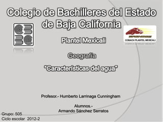 Geografía




                       Profesor.- Humberto Larrinaga Cunningham

                                      Alumnos.-
                               Armando Sánchez Serratos
Grupo: 505
Ciclo escolar 2012-2
 