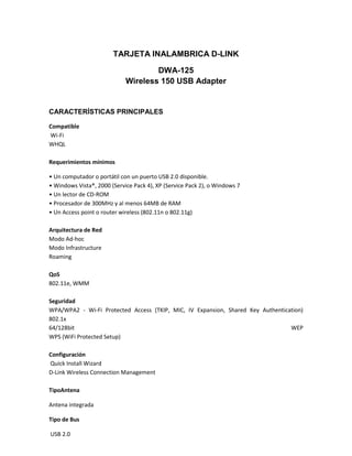 Características Guía De Instalación Usb D-Link Dwa-125 | PDF