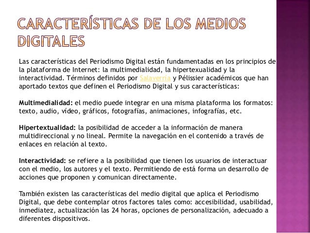 Características de medios digitales