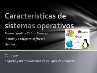 Mayra carolina Cabral Tamayo
Instala y configura software
Unidad 3
Cbtis 110
Soporte y mantenimiento de equipos de computo
 
