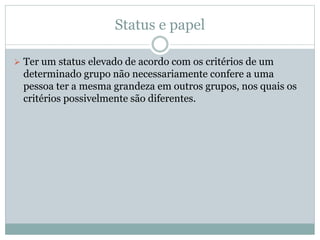 Apresentação: Características do status social | PPT