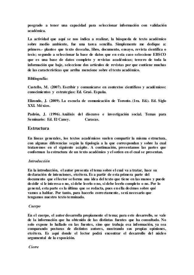 Características principales del texto académico