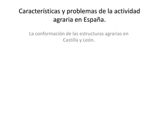 Características y problemas de la actividad agraria en España.  La conformación de las estructuras agrarias en Castilla y León. 