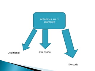 Atitudinea are 3 segmenteDirectionalDecizionalExecutiv