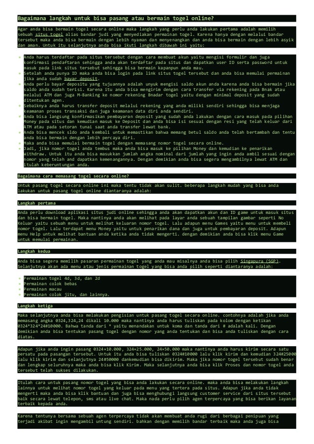 Cara Dan Panduan Dasar Langkah Pasang Togel Onli