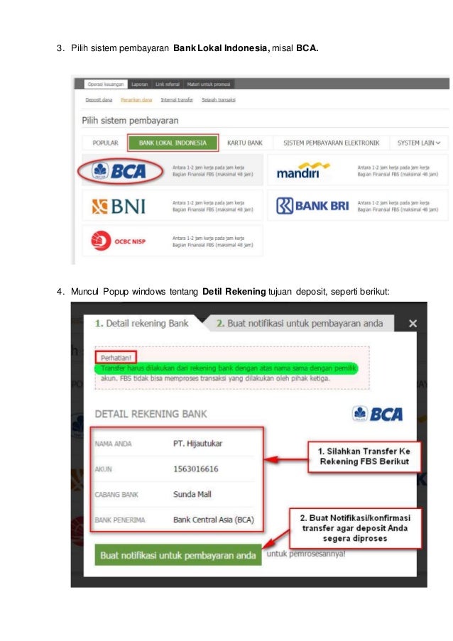 Cara deposit fbs via bri
