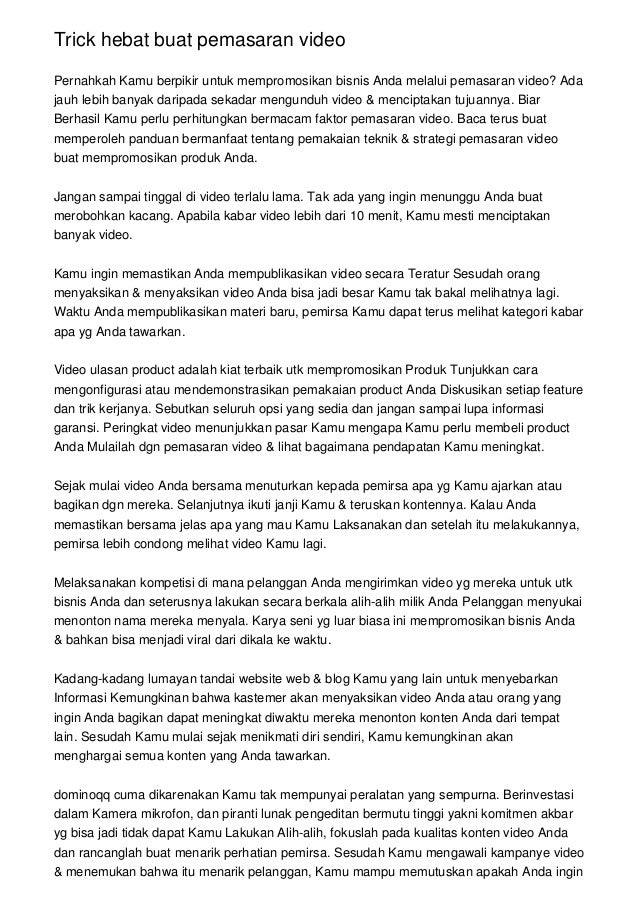 Trick Hebat Buat Pemasaran Video