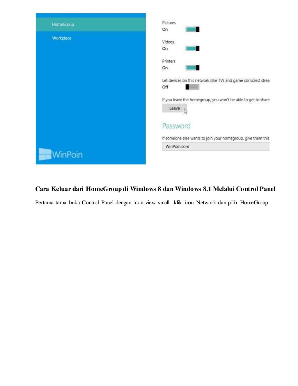 Cara keluar dari home group di windows 8 dan windows 8