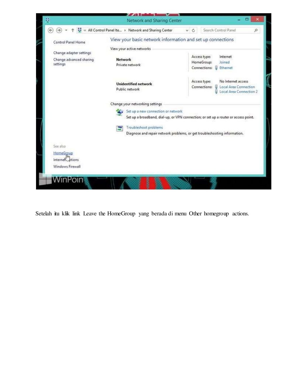 Cara keluar dari home group di windows 8 dan windows 8