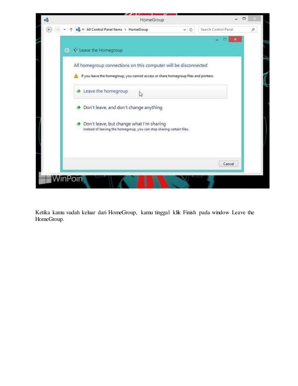 Cara keluar dari home group di windows 8 dan windows 8