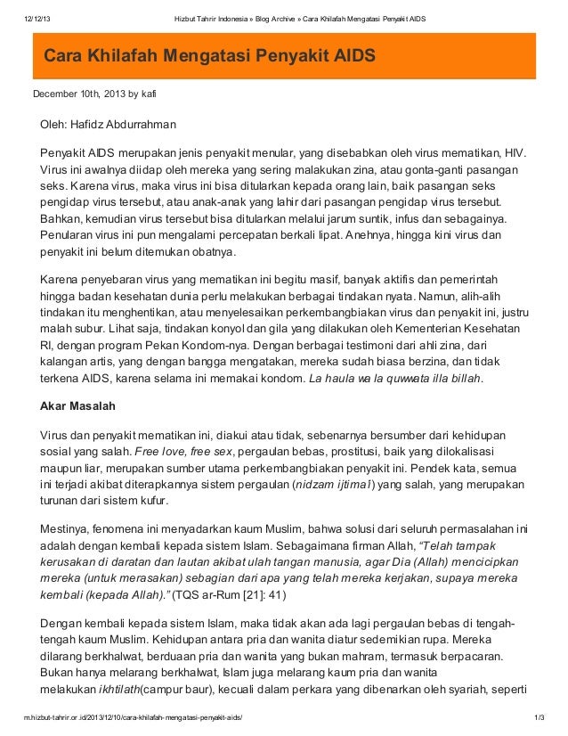 Cara khilafah mengatasi penyakit aids Cara khilafah mengatasi penyakit aids