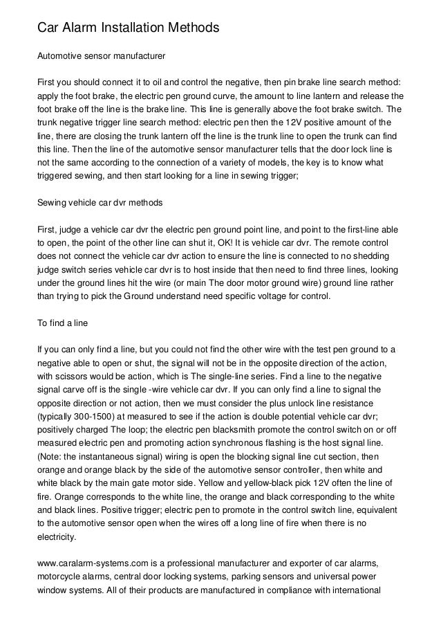 Car Alarm Installation Methods