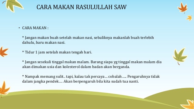Cara Makan Rasulullah Saw