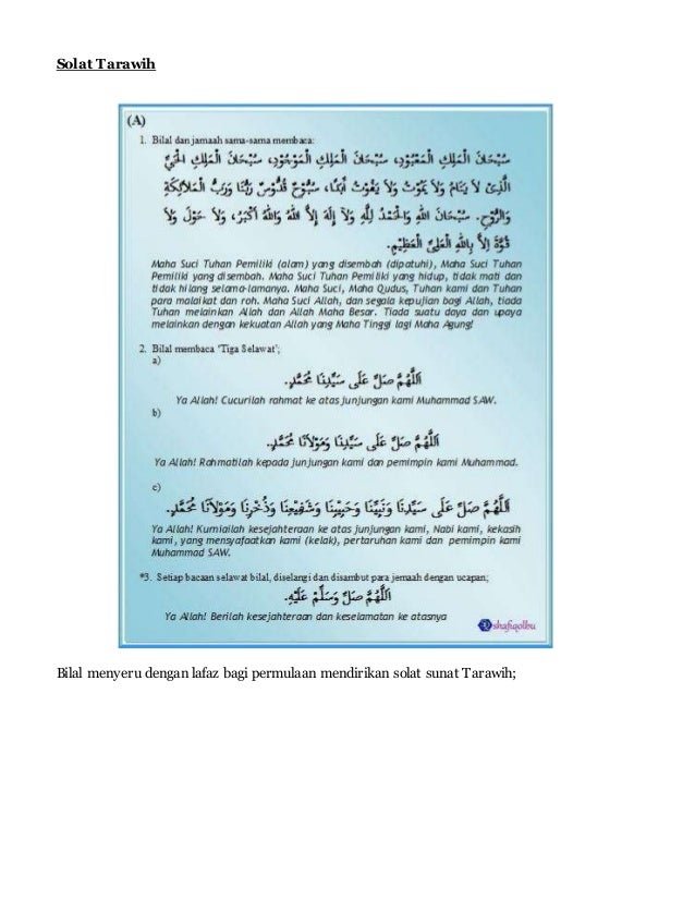 Cara melakukan solat terawih