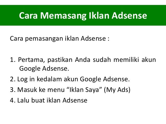 Cara Memasang Google Adsense