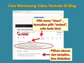 Cara memasang video youtube di blogspot |Tutorial | PPT