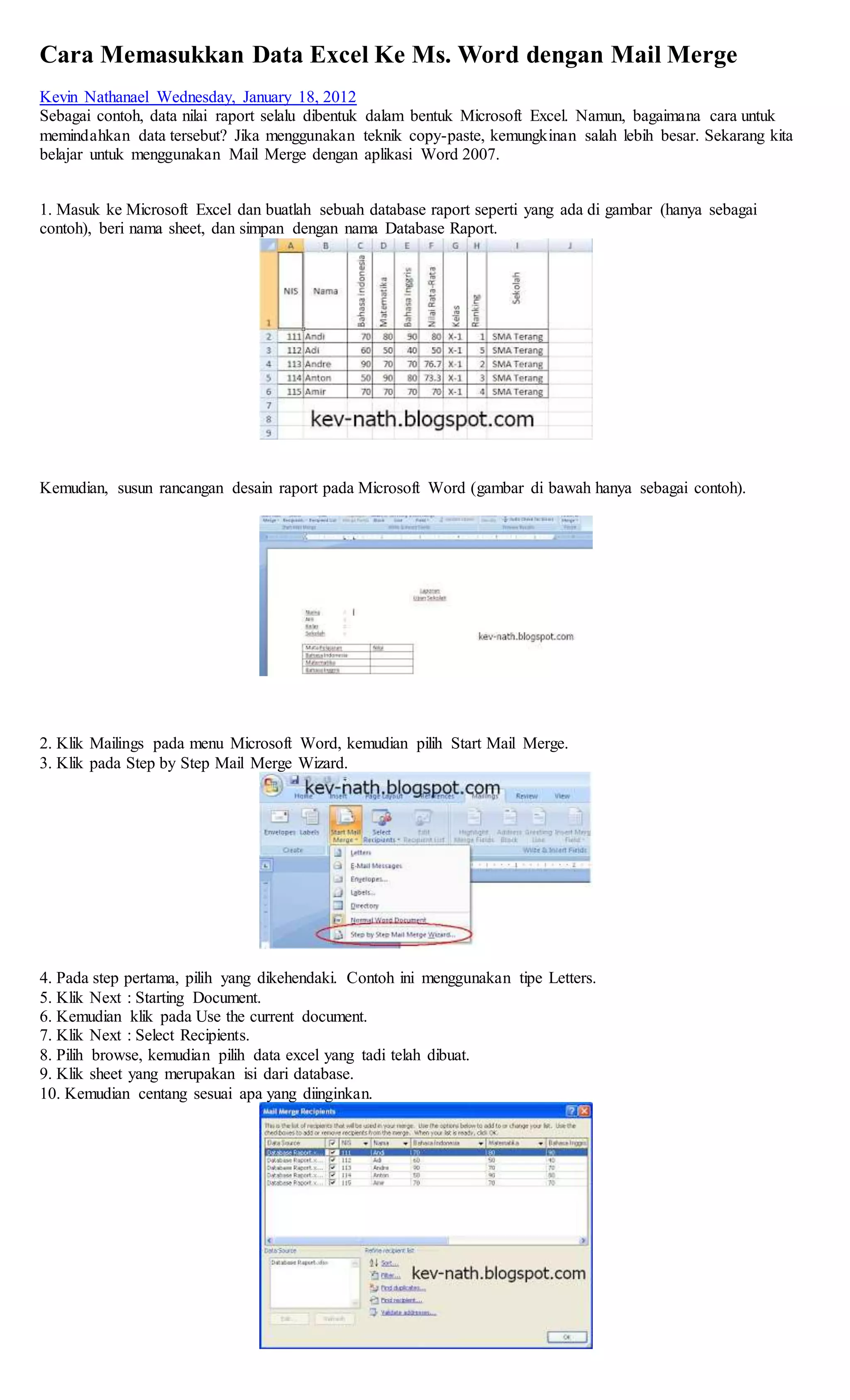 Cara memasukkan data excel ke ms | PDF