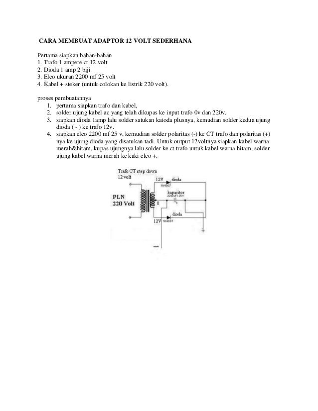 Cara membuat adaptor 12 volt sederhana