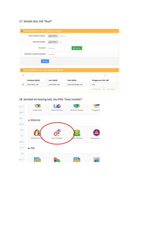 17. Setelah diisi, klik “Buat”
18. Kembali ke Hosting tadi, lalu Pilih “Auto Installer”
 