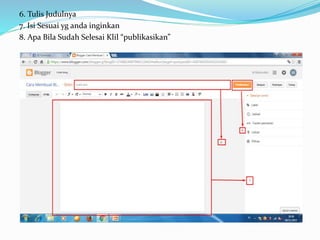 6. Tulis Judulnya
7. Isi Sesuai yg anda inginkan
8. Apa Bila Sudah Selesai Klil “publikasikan”
 