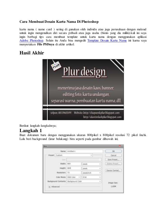 Cara membuat desain kartu nama  di photoshop