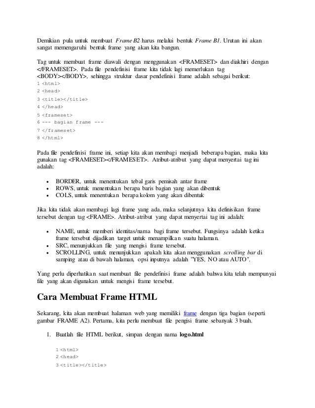 Cara membuat frame html