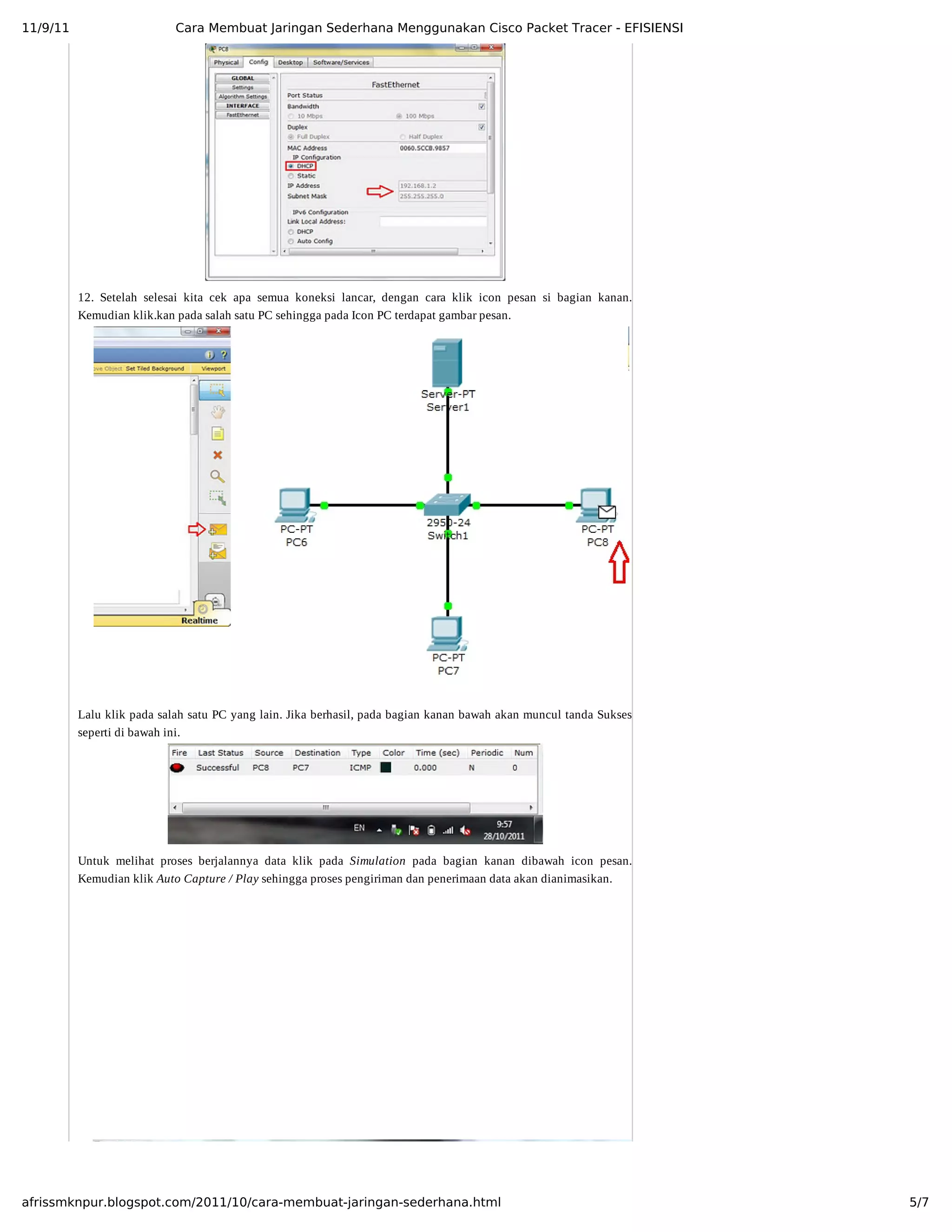 Cara membuat jaringan sederhana menggunakan cisco packet tracer ...
