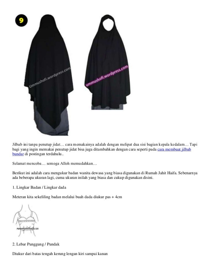 Ukuran Jahit Jilbab Ukuran Jahit Jilbab