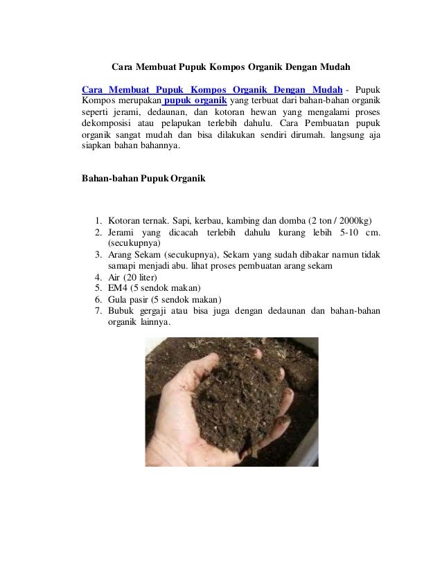 Cara Membuat Pupuk Kompos Organik Dengan Mudah
