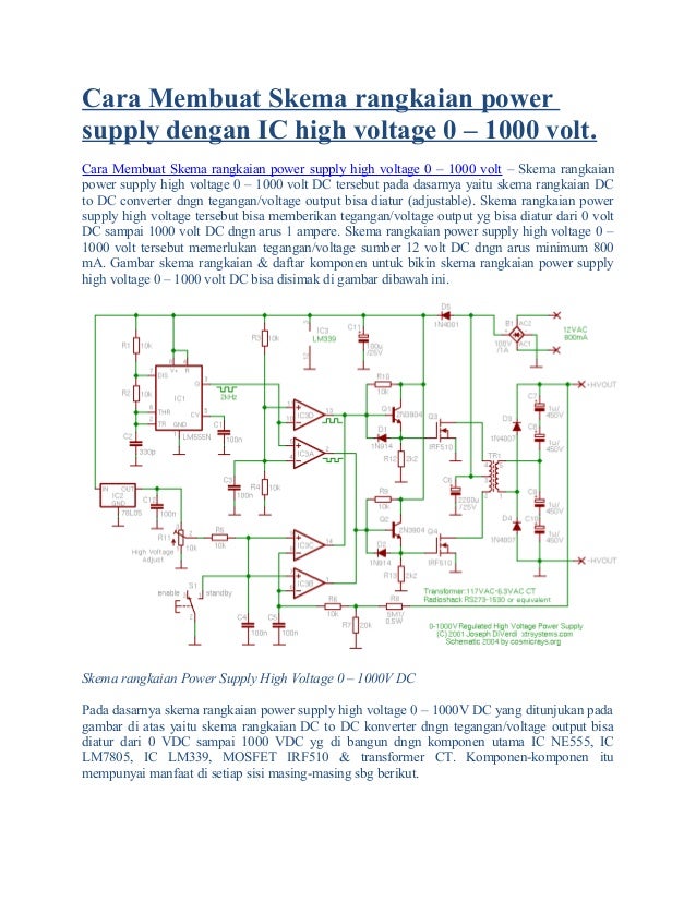 Cara membuat skema  rangkaian power  supply  dengan ic high 