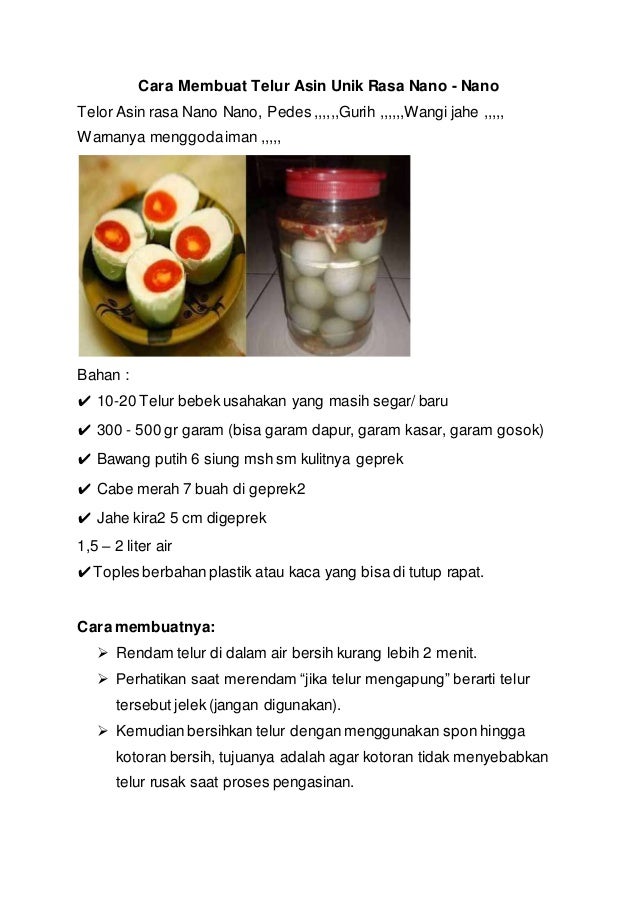 Cara Membuat Telur Asin Unik Rasa Nano Cara Membuat Telur Asin Unik Rasa Nano