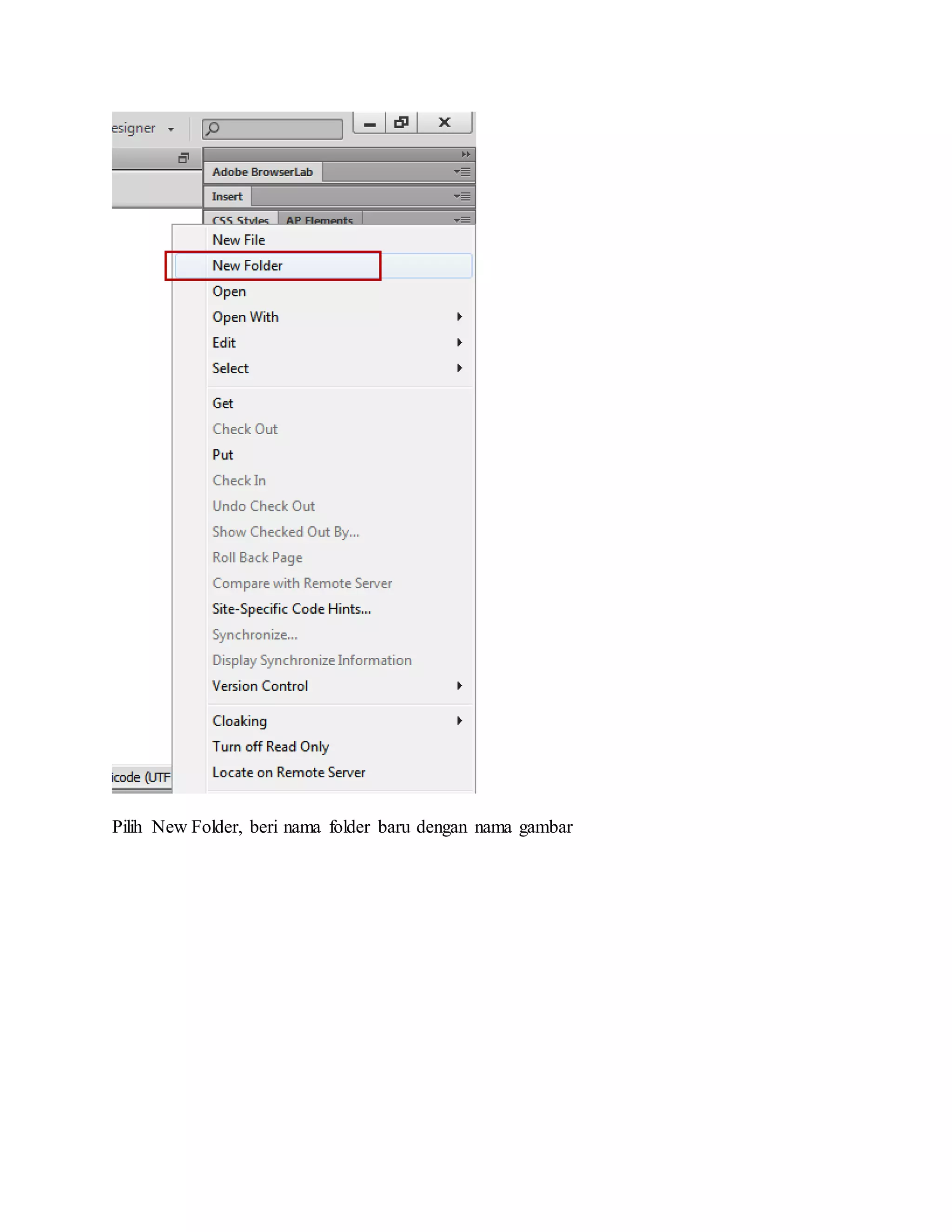 Pilih New Folder, beri nama folder baru dengan nama gambar
 