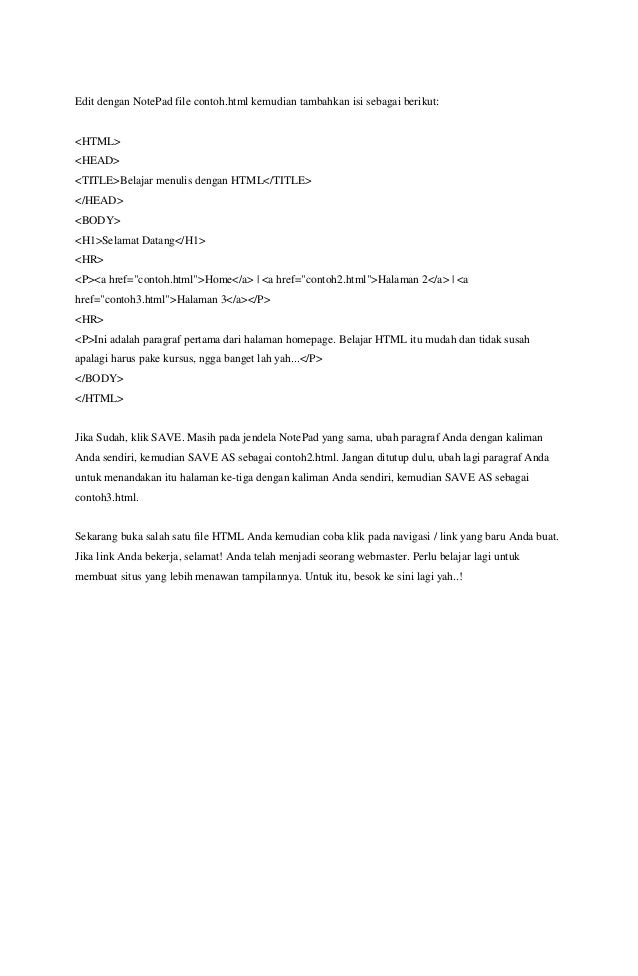 Cara Membuat HTML Dengan Notepad Cara membuat website dengan notepad 