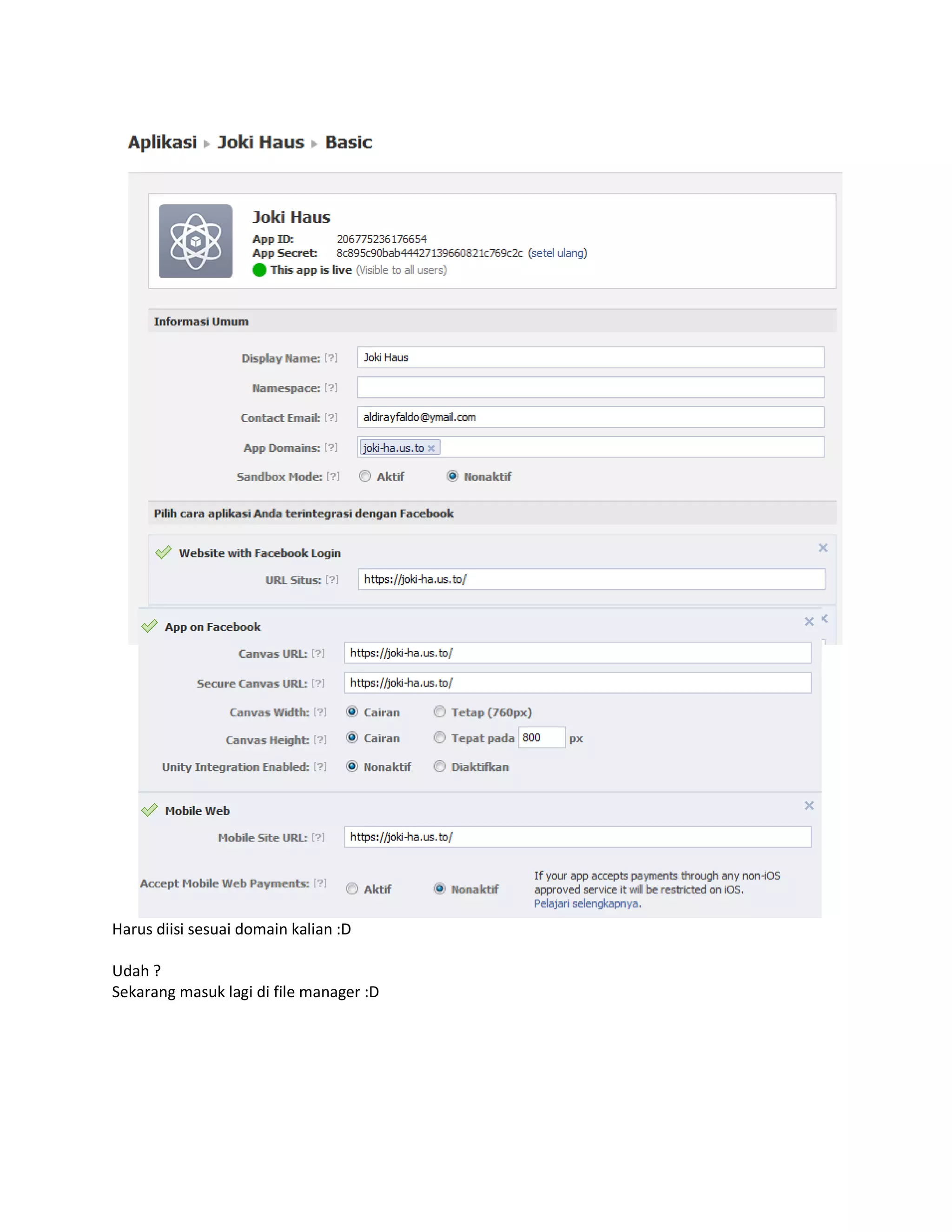 Harus diisi sesuai domain kalian :D
Udah ?
Sekarang masuk lagi di file manager :D
 