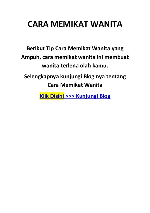 Cara Memikat Hati Wanita