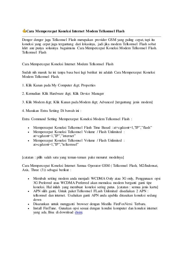 Cara setting modem telkomsel flash advan jetz
