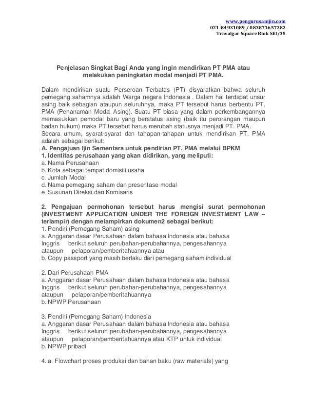 Modal Dasar Perusahaan In English