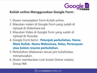 Tutorial Cara mengajar daring bagi dosen 2020 | PPT
