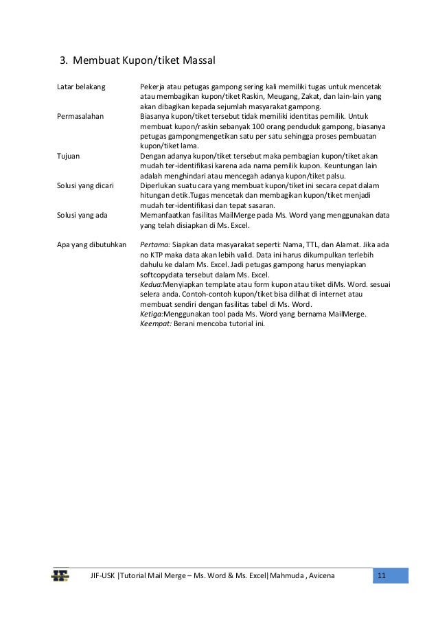 Tutorial Mail Merge Ms Word dan Ms Excel