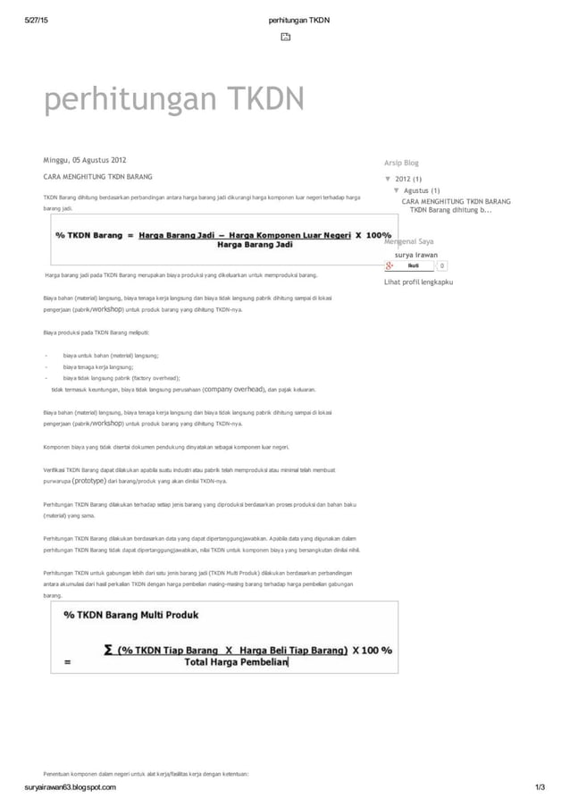 Cara menghitung tkdn | PDF