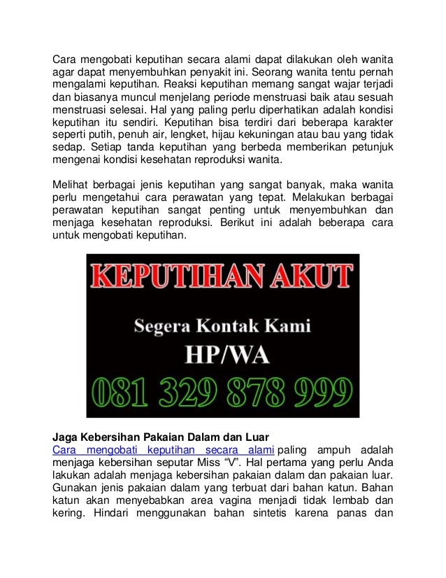  Cara mengobati keputihan