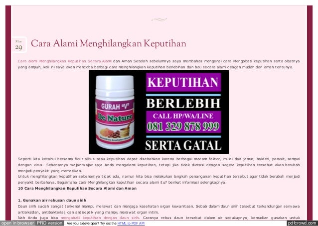 Cara Mengobati Keputihan Secara Alami