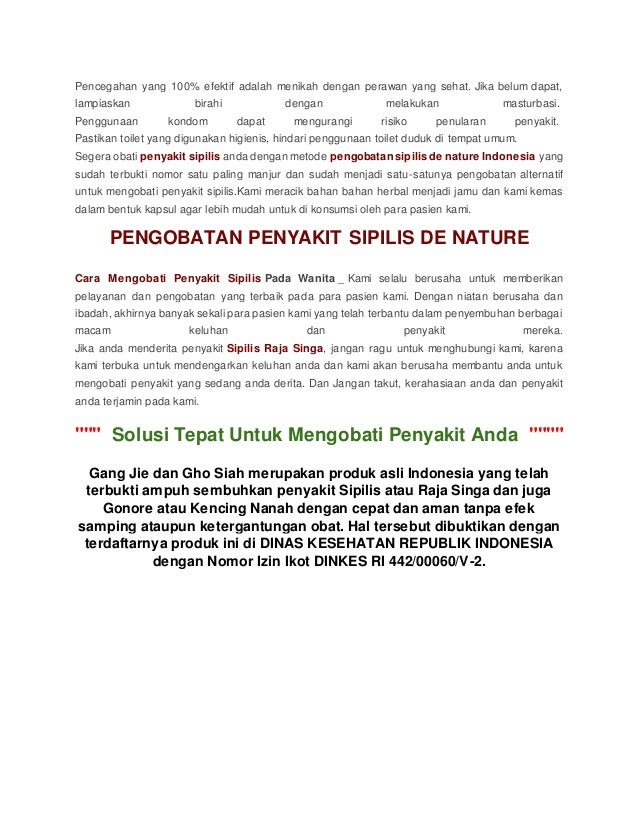 Cara mengobati penyakit sipilis pada wanita Cara mengobati penyakit sipilis pada wanita